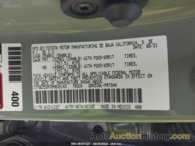 TOYOTA TACOMA TRD SPORT, 3TMBZ5DN7NM032143