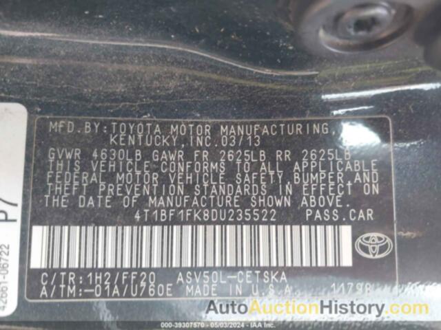 TOYOTA CAMRY SE, 4T1BF1FK8DU235522