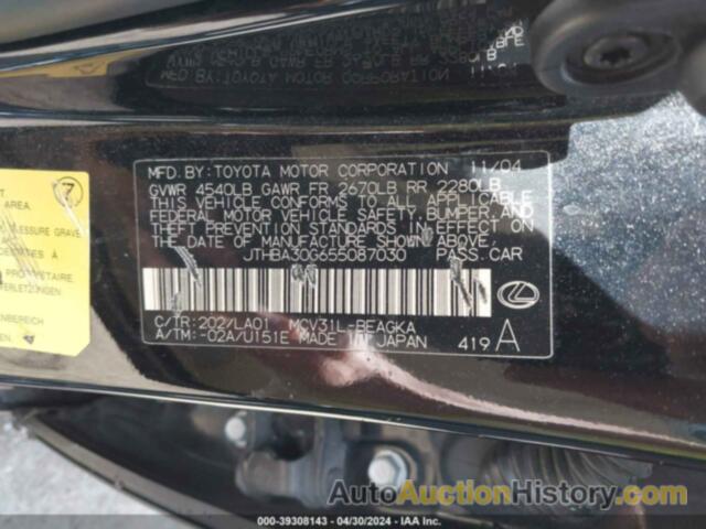 LEXUS ES 330, JTHBA30G655087030