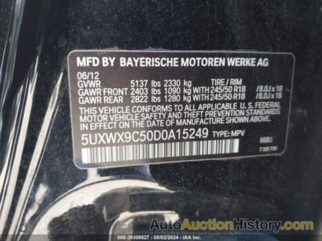 BMW X3 XDRIVE28I, 5UXWX9C50D0A15249