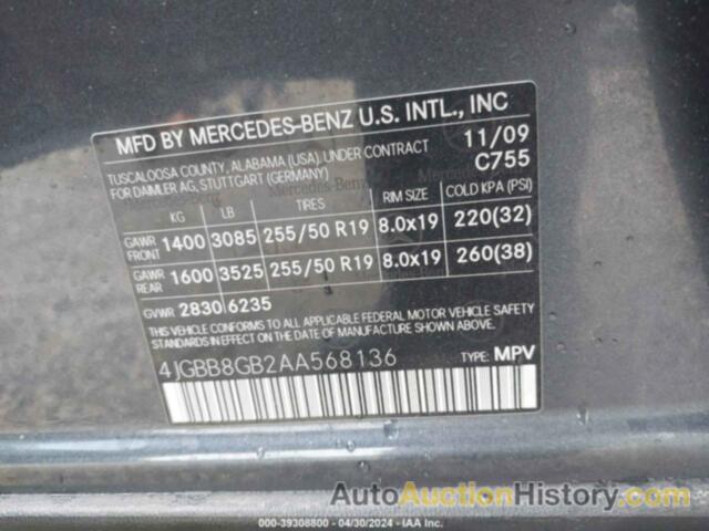 MERCEDES-BENZ ML 350 4MATIC, 4JGBB8GB2AA568136