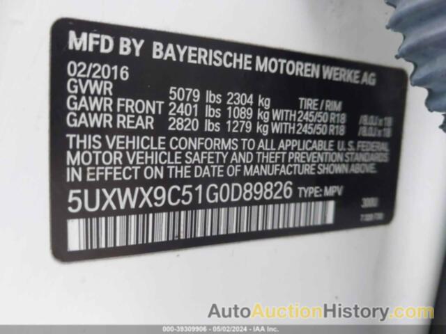 BMW X3 XDRIVE28I, 5UXWX9C51G0D89826