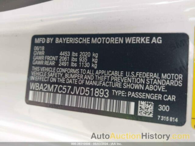 BMW 230I, WBA2M7C57JVD51893