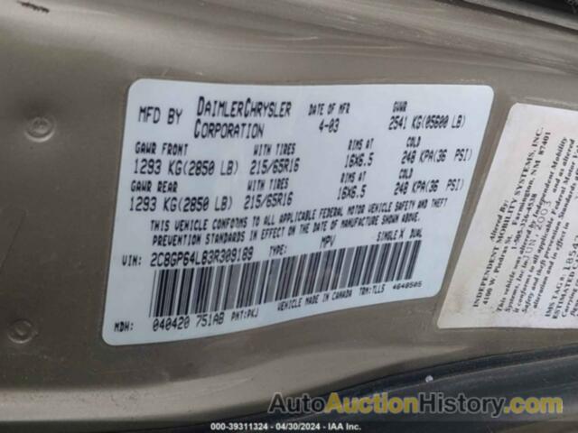 CHRYSLER TOWN & COUNTRY LIMITED, 2C8GP64L83R309189
