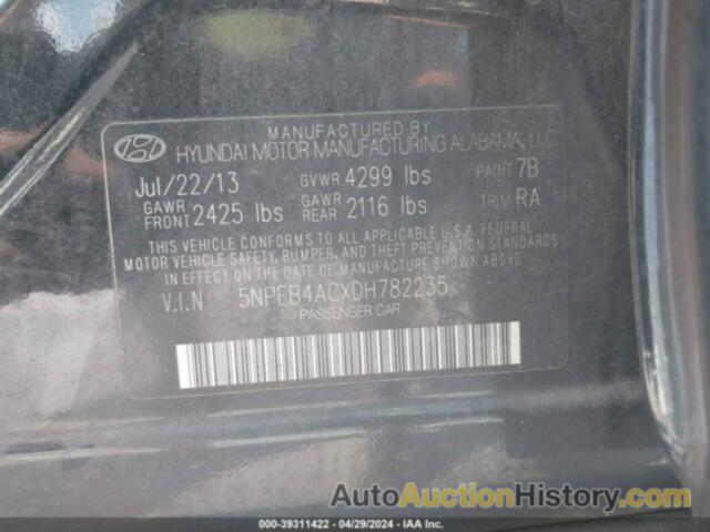 HYUNDAI SONATA GLS, 5NPEB4ACXDH782235