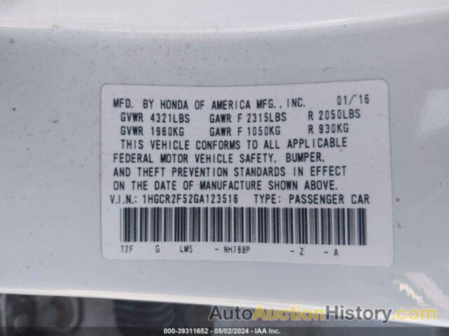 HONDA ACCORD SPORT, 1HGCR2F52GA123516