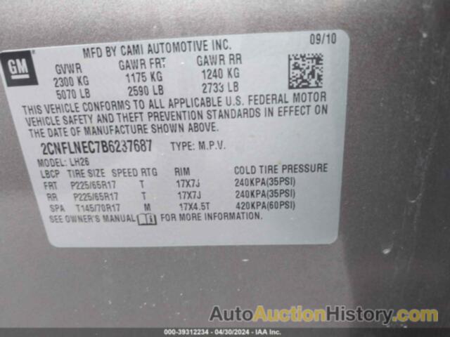 CHEVROLET EQUINOX 2LT, 2CNFLNEC7B6237687