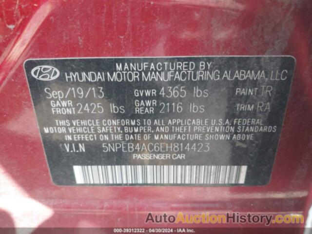 HYUNDAI SONATA GLS, 5NPEB4AC6EH814423