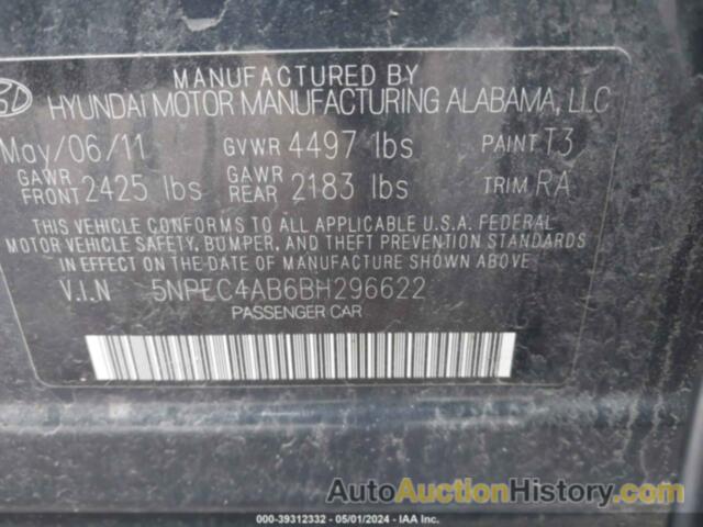 HYUNDAI SONATA LIMITED 2.0T, 5NPEC4AB6BH296622