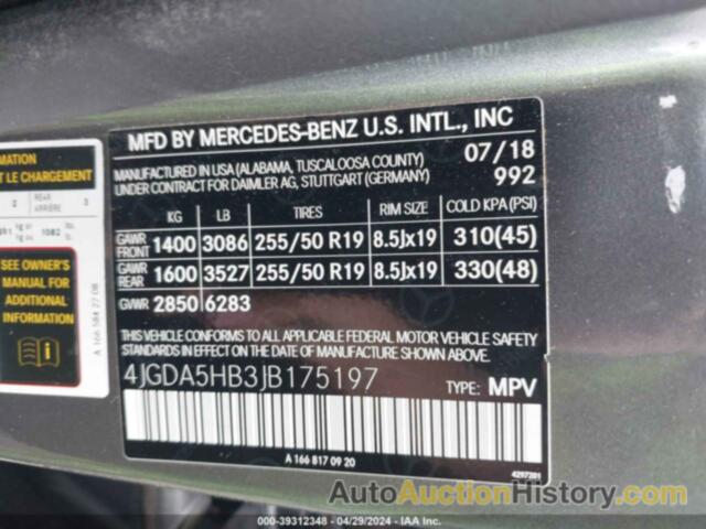 MERCEDES-BENZ GLE 350 4MATIC, 4JGDA5HB3JB175197