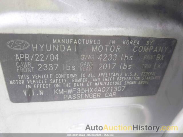 HYUNDAI SONATA GLS/LX, KMHWF35HX4A071307