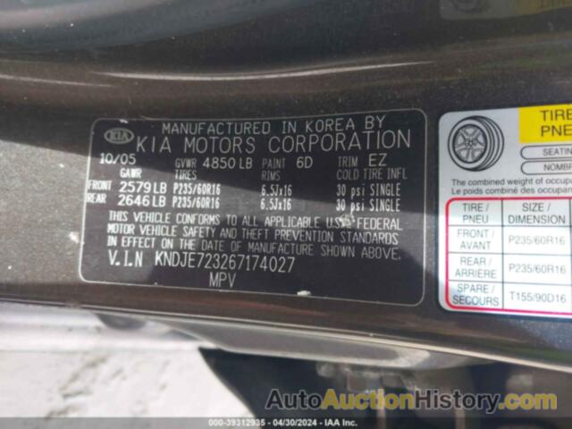 KIA SPORTAGE EX V6/LX V6, KNDJE723267174027