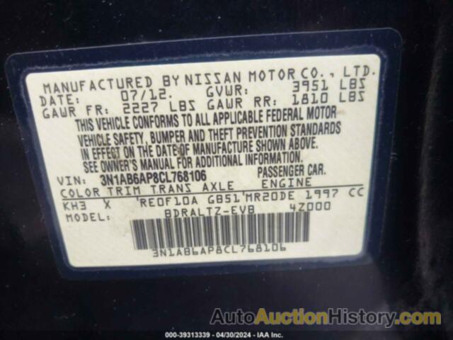 NISSAN SENTRA 2.0 S, 3N1AB6AP8CL768106