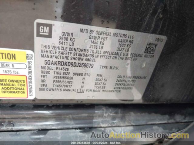 BUICK ENCLAVE PREMIUM, 5GAKRDKD9DJ268679