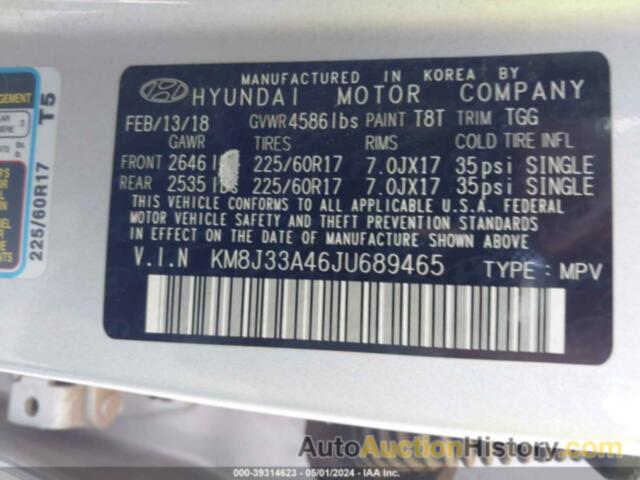 HYUNDAI TUCSON SEL, KM8J33A46JU689465