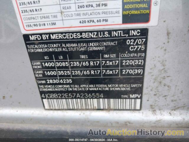 MERCEDES-BENZ ML 320 CDI 4MATIC, 4JGBB22E57A236554