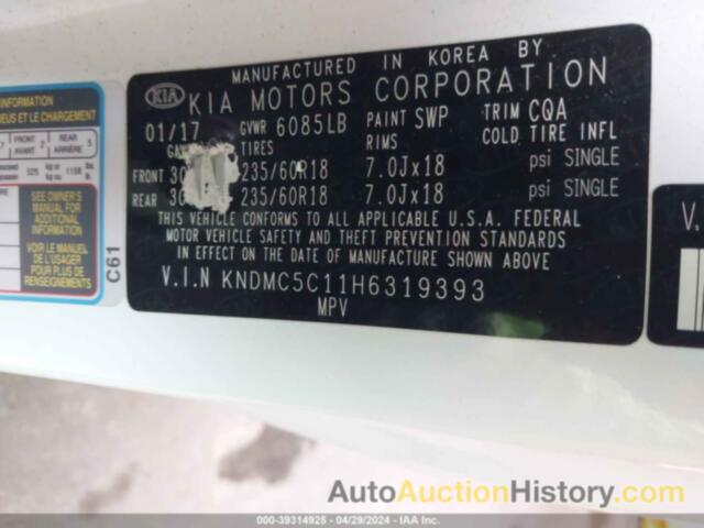 KIA SEDONA SX, KNDMC5C11H6319393