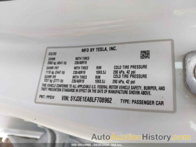 TESLA MODEL 3, 5YJ3E1EA8LF708962