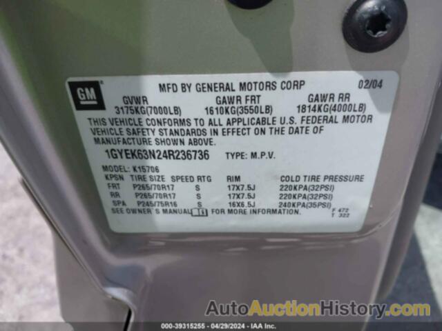 CADILLAC ESCALADE STANDARD, 1GYEK63N24R236736