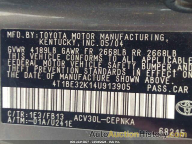 TOYOTA CAMRY LE, 4T1BE32K14U913905