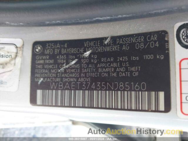 BMW 325I I, WBAET37435NJ85160