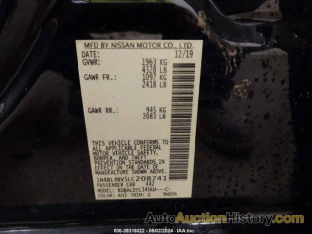 NISSAN ALTIMA S, 1N4BL4BV5LC208741