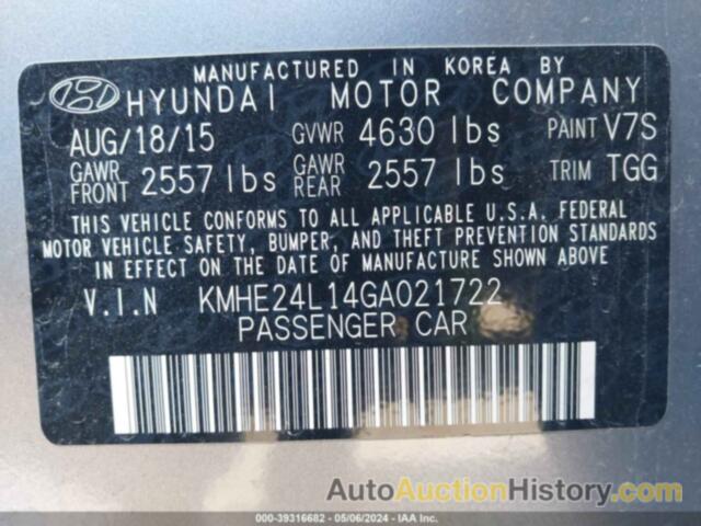 HYUNDAI SONATA HYBRID SE, KMHE24L14GA021722