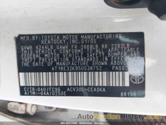 TOYOTA CAMRY LE/XLE/SE, 4T1BE32K95U538752