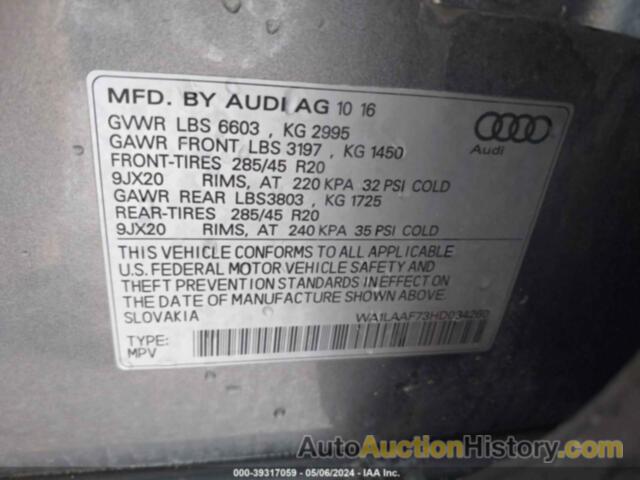 AUDI Q7 3.0T PREMIUM, WA1LAAF73HD034260