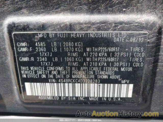 SUBARU OUTBACK 2.5I LIMITED, 4S4BRCKC4D3228283