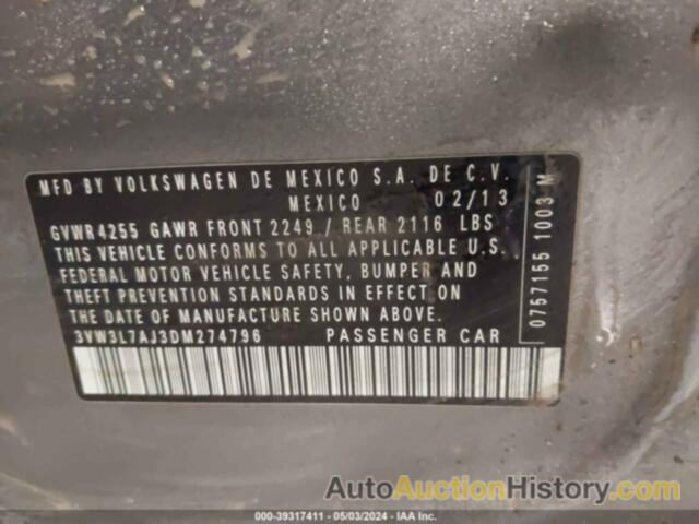 VOLKSWAGEN JETTA TDI, 3VW3L7AJ3DM274796