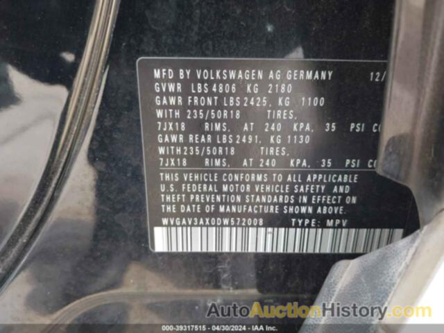 VOLKSWAGEN TIGUAN SE, WVGAV3AX0DW572008