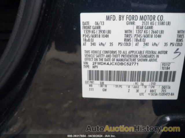 FORD EDGE SEL, 2FMDK4JCXDBC52771