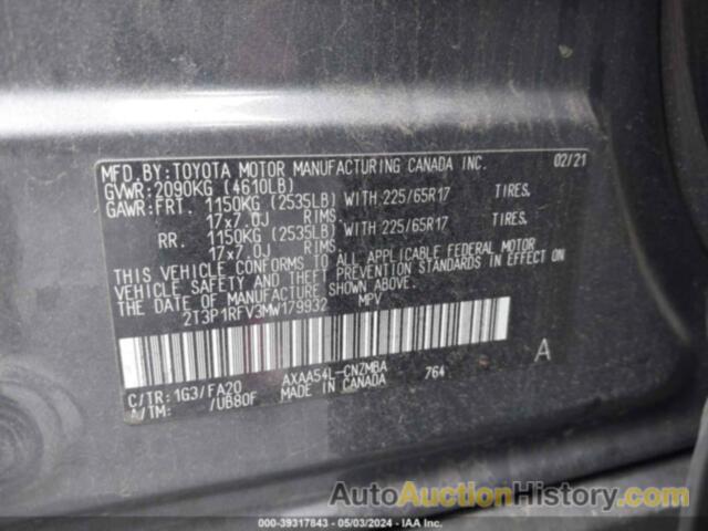 TOYOTA RAV4 XLE/XLE PREMIUM, 2T3P1RFV3MW179932