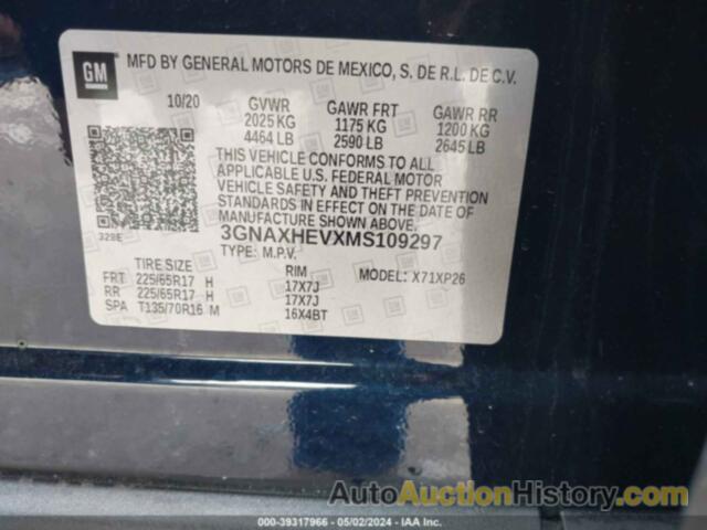 CHEVROLET EQUINOX LS, 3GNAXHEVXMS109297