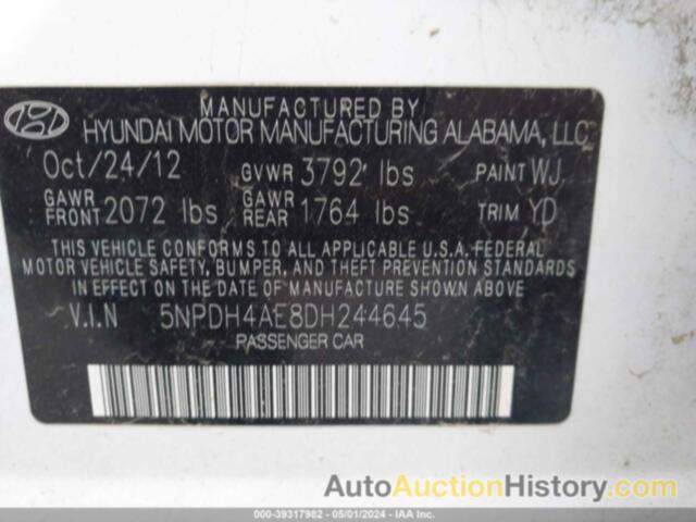 HYUNDAI ELANTRA LIMITED, 5NPDH4AE8DH244645