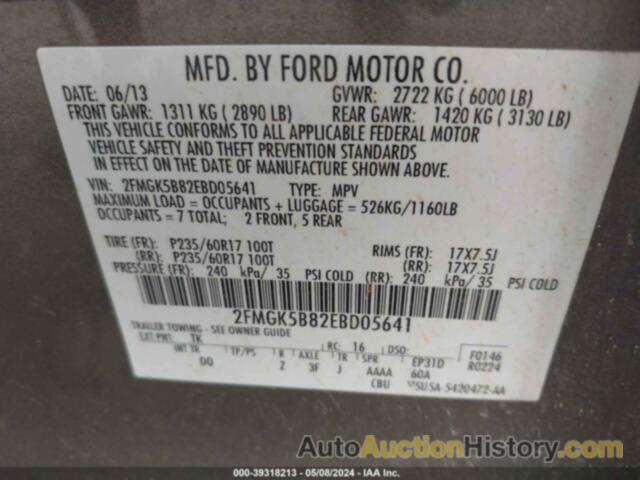 FORD FLEX SE, 2FMGK5B82EBD05641