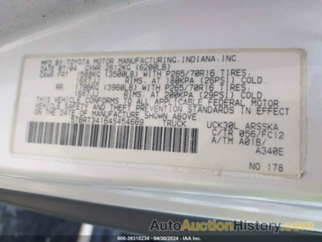 TOYOTA TUNDRA ACCESS CAB SR5, 5TBRT34164S454669