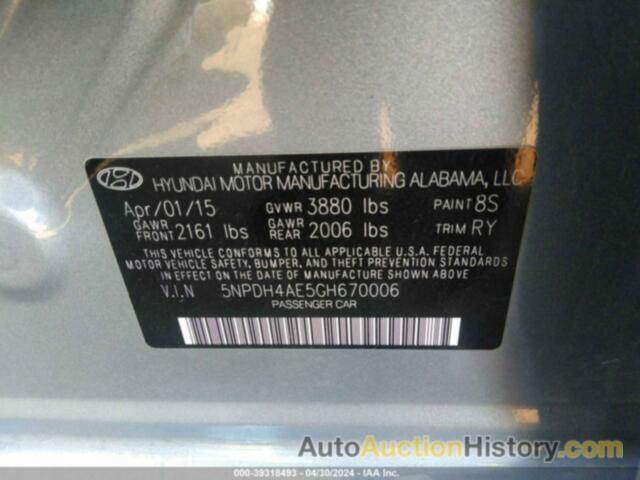 HYUNDAI ELANTRA VALUE EDITION, 5NPDH4AE5GH670006