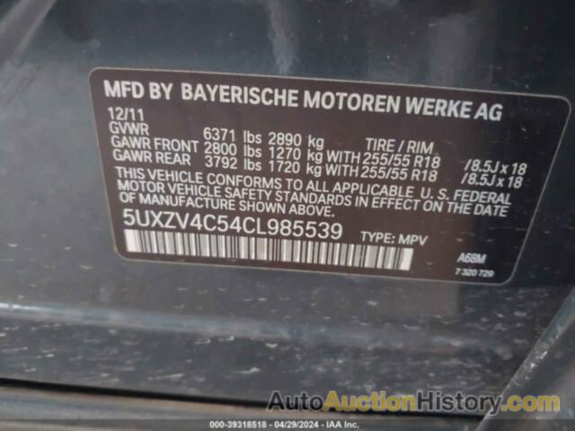 BMW X5 XDRIVE35I/XDRIVE35I PREMIUM/XDRIVE35I SPORT ACTIVITY, 5UXZV4C54CL985539