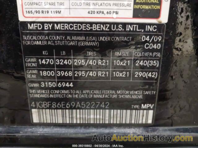 MERCEDES-BENZ GL 550 4MATIC, 4JGBF86E69A522742