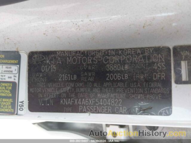 KIA FORTE LX, KNAFX4A6XF5404822