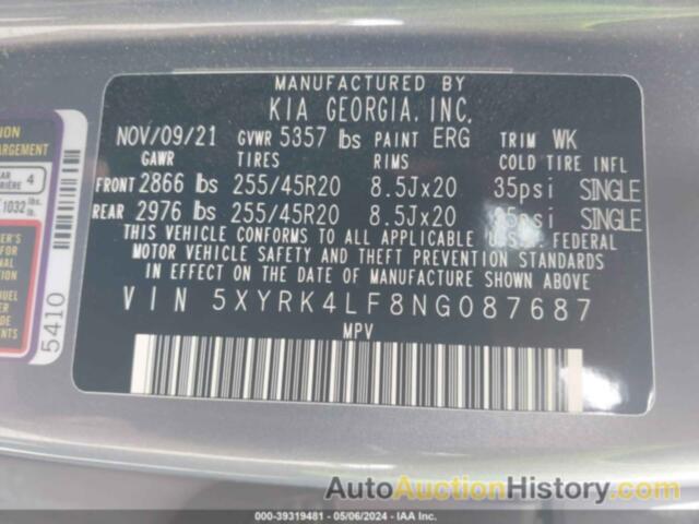 KIA SORENTO SX/SXP, 5XYRK4LF8NG087687