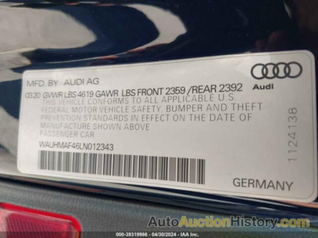 AUDI A4 PREMIUM PLUS 40 TFSI FRONT-WHEEL DRIVE S TRONIC, WAUHMAF46LN012343