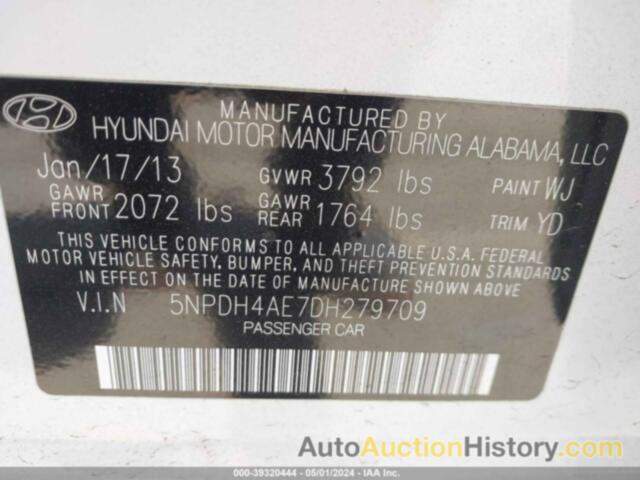 HYUNDAI ELANTRA GLS, 5NPDH4AE7DH279709