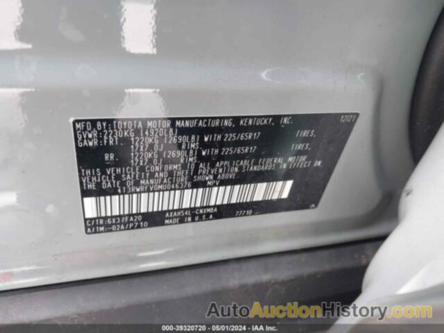 TOYOTA RAV4 XLE, 4T3RWRFV0MU046376