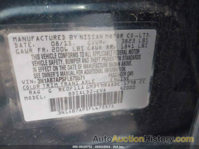 NISSAN SENTRA SV, 3N1AB7AP5FL675571