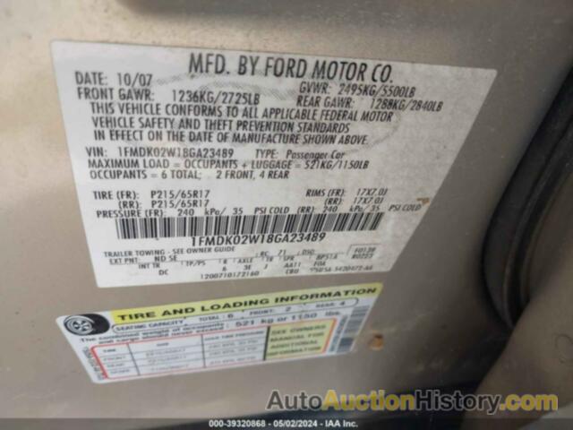 FORD TAURUS X SEL, 1FMDK02W18GA23489