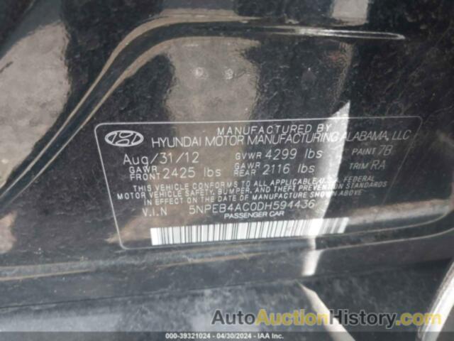 HYUNDAI SONATA GLS, 5NPEB4AC0DH594436