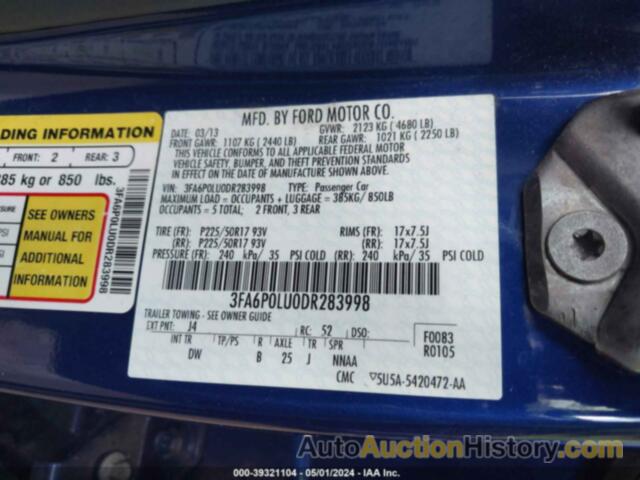 FORD FUSION HYBRID SE, 3FA6P0LU0DR283998